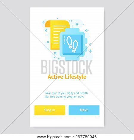 Healthy Lifestyle Banner Concept With Fitness Tracker