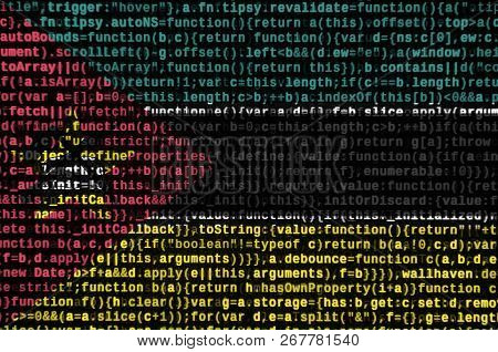 Mozambique Flag  Is Depicted On The Screen With The Program Code. The Concept Of Modern Technology A