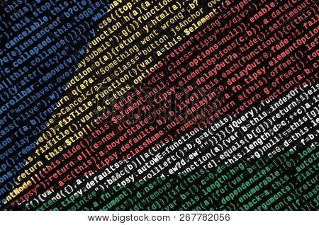 Seychelles Flag  Is Depicted On The Screen With The Program Code. The Concept Of Modern Technology A
