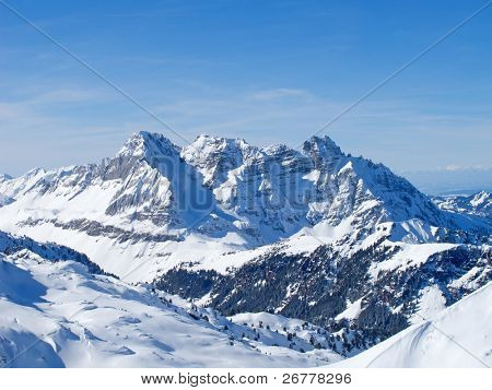 Zima ve švýcarských Alpách (Flumserberg, St.Gallen, Švýcarsko)