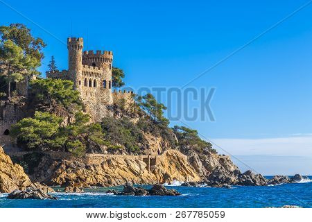 Costa Brava, Spain. Castle On The Rocks At Lloret De Mar.