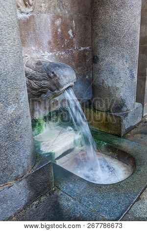 Font Del Lleo, Hot Spring At Caldes De Montbui, Catalonia, Spain. Water Temperature 76 ºc.