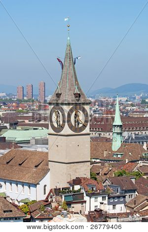 Vista la donwtown di Zurigo (Svizzera, 2009)