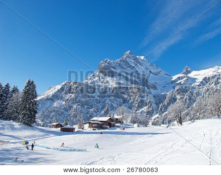 Bambini ski school in Braunwald. Svizzera