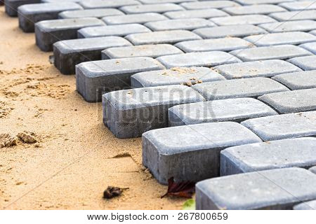 New Pavement Of Paving Slabs, New Street Being Paved