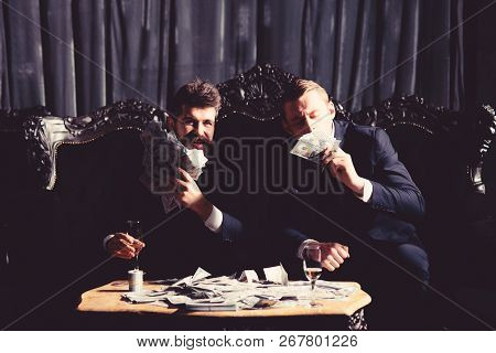 Financial Freedom Achievement Concept. Happy Young Men,