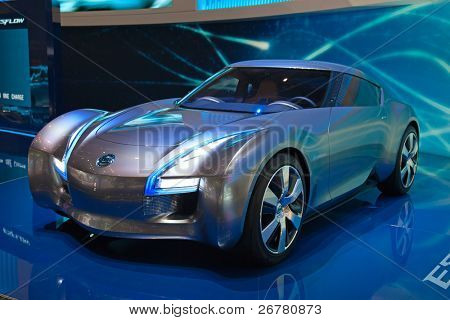 Genewa - 8 marca: Nissan Esflow elektryczny koncepcja samochodu pokaz na targach Internationa 81