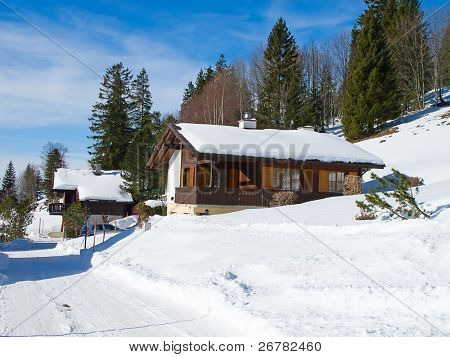 Zima ve švýcarských Alpách (Amden, St.Gallen, Švýcarsko)