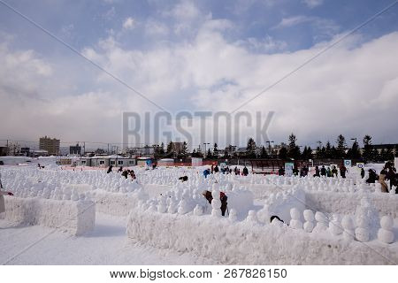Tsudome Site Of Sapporo Snow Festival, In Sapporo, Japan - February 2018 : The 69th Sapporo Snow Fes