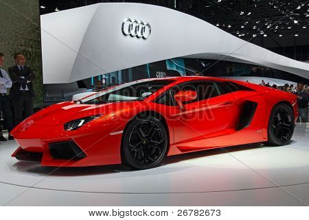 Ginevra - 8 marzo: La Lamborghini Aventador in esposizione presso la 81a International Motor Show Palexpo-