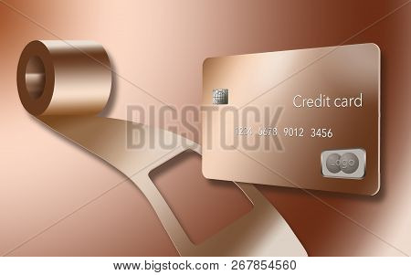 A Copper Metal Credit Card Is Seen With A Coil Of Sheet Copper And You Can See Where The Card Has Be