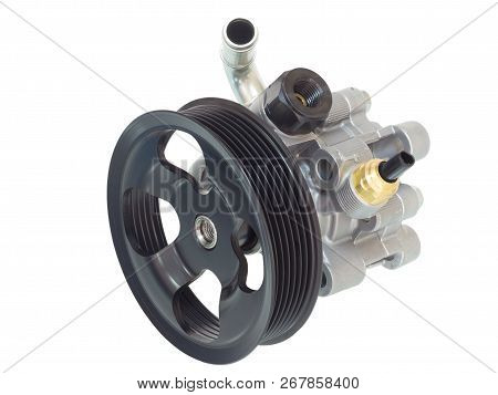 Power Steering Pump On A White Background Engine