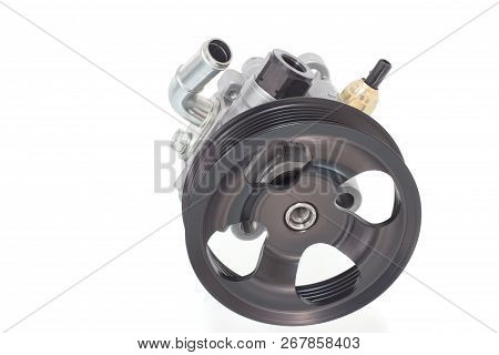 Power Steering Pump On A White Background Engine