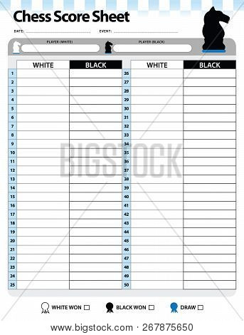 Blank Chess Score Sheet With Black Knight