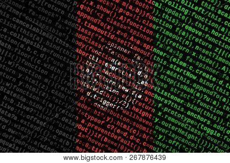 Afghanistan Flag Is Depicted On The Screen With The Program Code. The Concept Of Modern Technology A