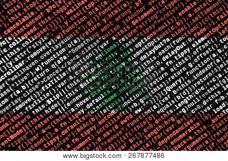 Lebanon Flag  Is Depicted On The Screen With The Program Code. The Concept Of Modern Technology And 