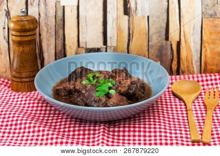 Homemade Beef cheek with wine sauce