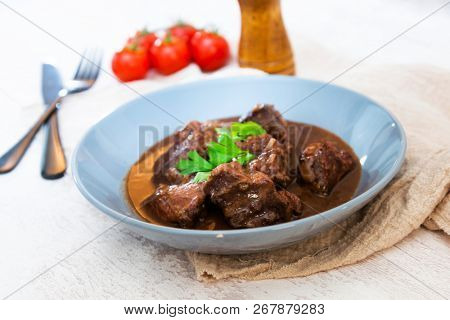 Homemade Beef cheek with wine sauce