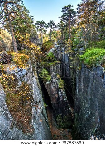 Szczeliniec sanstone ravine within the Table Mountain National Park, Poland