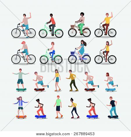 Group Of People Practicing Sports Vector Illustration Design