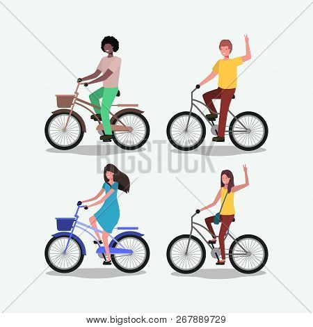 Group Of People On Bicycle Vector Illustration Design