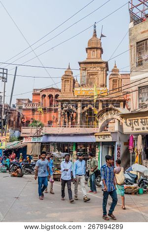 Varanasi, India - October 25, 2016: View Of Shri Brihaspati Temple In Varanasi, India