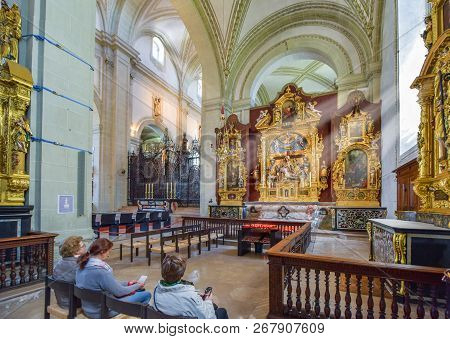 Lucerne, Switzerland - April 2017: St Leodegar Church Interior