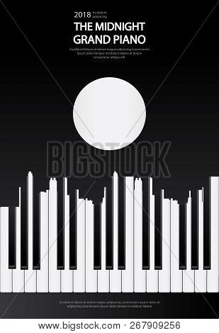 Music Grand Piano Poster Background Template Vector Illustration