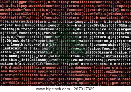 Lebanon Flag  Is Depicted On The Screen With The Program Code. The Concept Of Modern Technology And 
