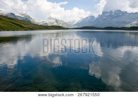 View At Tannensee In The Direction Of Mount Titlis On Switzerland