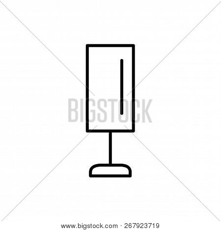 Black & White Vector Illustration Of Cylindrical Led Table Lamp. Line Icon Of Modern Desktop Light F