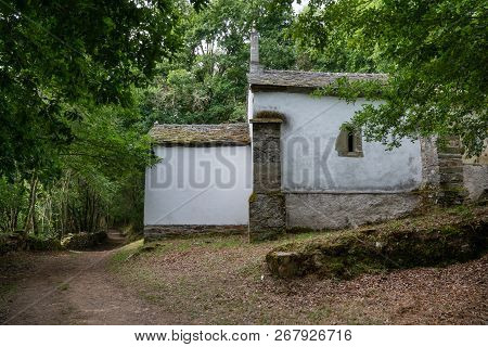 Old Chapel San Lazaro In The Forest Of Padraira, Camino De Santiago Close To Grandas De Salime, Astu
