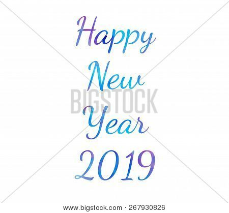 Watercolor Happy New Year Brush Lettering Text