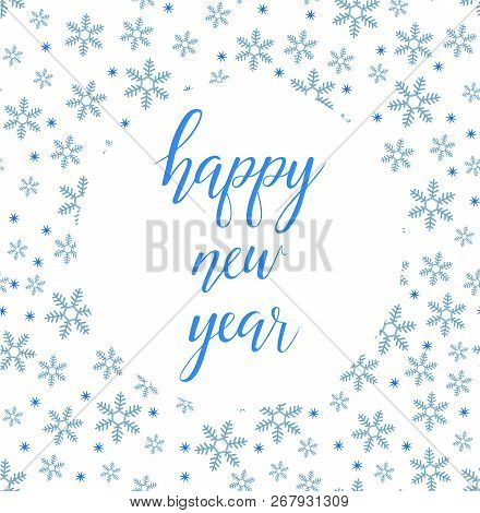 Vector Blue Bright Happy New Year With Snowflakes