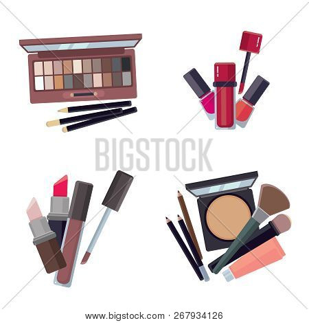 Woman Cosmetic. Makeup Beauty Accessories Bronzer Liquid Lipstick Nail Polish Mascara Makeup Pencil 