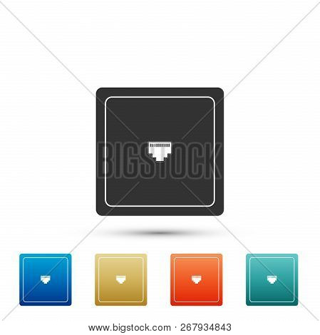 Ethernet Socket Sign. Network Port - Cable Socket Icon Isolated On White Background. Lan Port Icon. 