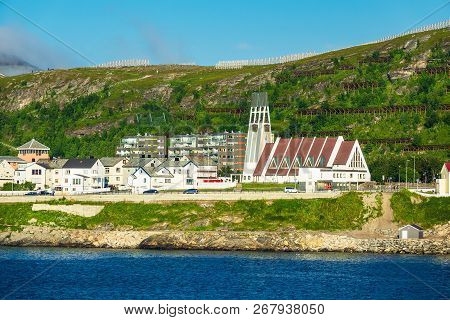 View To The City Hammerfest In Norway.