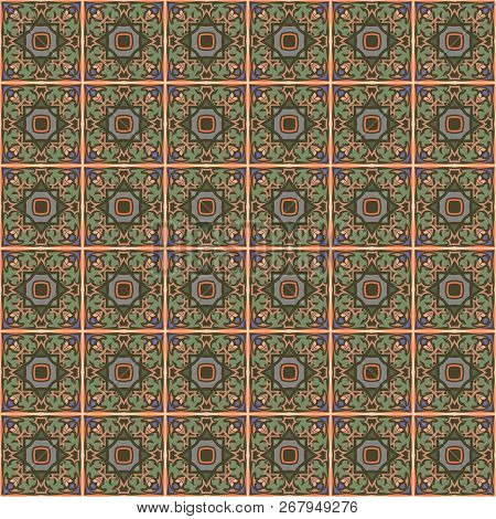 Bright Color Abstract Geometric Pattern, Vector Seamless