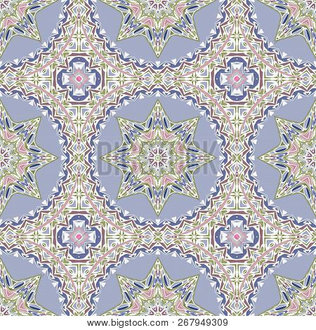 Bright Color Abstract Geometric Pattern, Vector Seamless