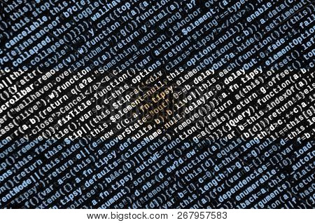 Argentina Flag  Is Depicted On The Screen With The Program Code. The Concept Of Modern Technology An