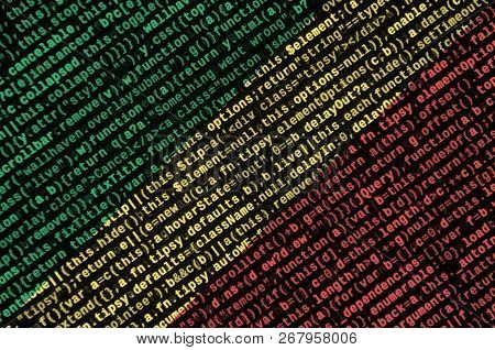 Congo Flag  Is Depicted On The Screen With The Program Code. The Concept Of Modern Technology And Si