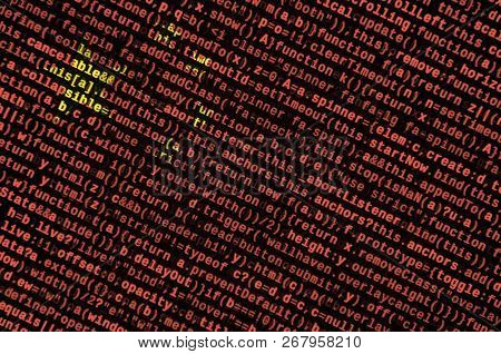 China Flag  Is Depicted On The Screen With The Program Code. The Concept Of Modern Technology And Si