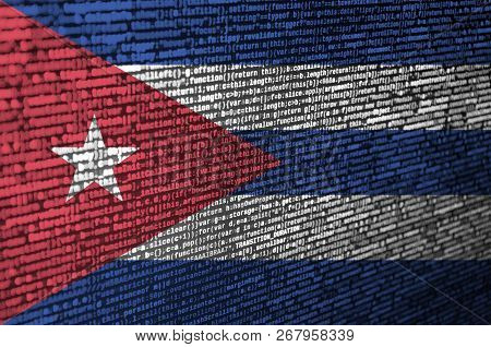 Cuba Flag  Is Depicted On The Screen With The Program Code. The Concept Of Modern Technology And Sit
