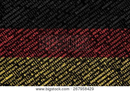 Germany Flag  Is Depicted On The Screen With The Program Code. The Concept Of Modern Technology And 