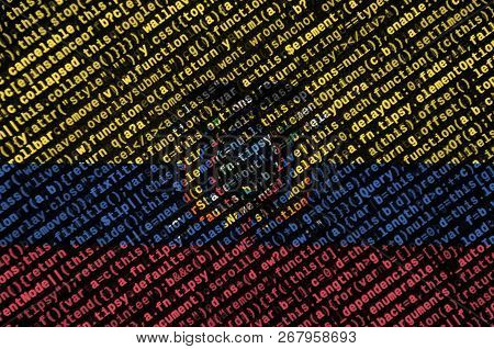 Ecuador Flag  Is Depicted On The Screen With The Program Code. The Concept Of Modern Technology And 