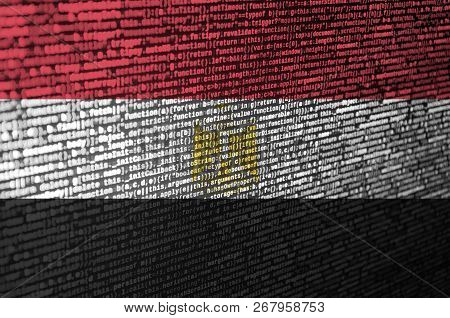 Egypt Flag  Is Depicted On The Screen With The Program Code. The Concept Of Modern Technology And Si