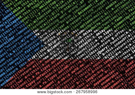 Equatorial Guinea Flag  Is Depicted On The Screen With The Program Code. The Concept Of Modern Techn