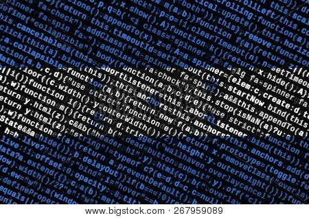 Honduras Flag  Is Depicted On The Screen With The Program Code. The Concept Of Modern Technology And