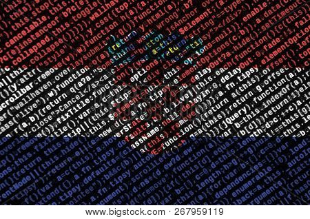 Croatia Flag  Is Depicted On The Screen With The Program Code. The Concept Of Modern Technology And 