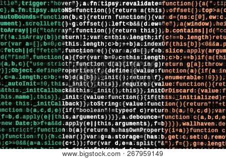 Ireland Flag  Is Depicted On The Screen With The Program Code. The Concept Of Modern Technology And 